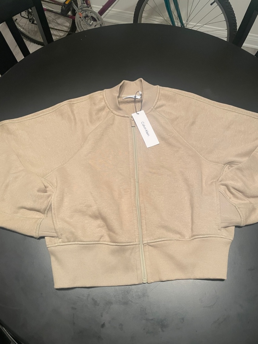 Calvin Klein Light Beige Zip-Up Sweatshirt